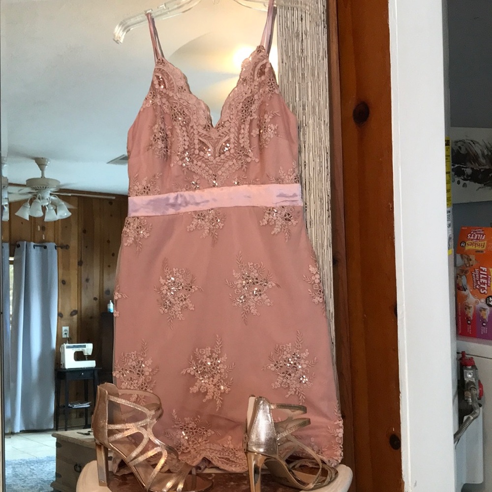 Cocktail dress and strapped heels bundle